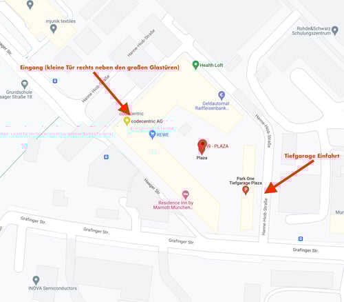 Anfahrt für Parkhaus und Haupteingang Anfahrt für Parkhaus und Haupteingang